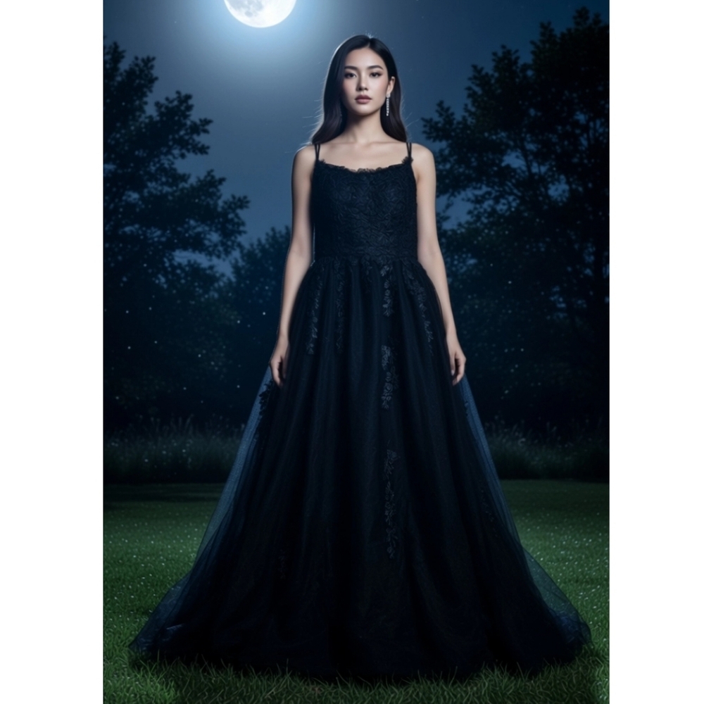 Bluedragon Creations Black Lace Prom Gown - Picture 7 of 8